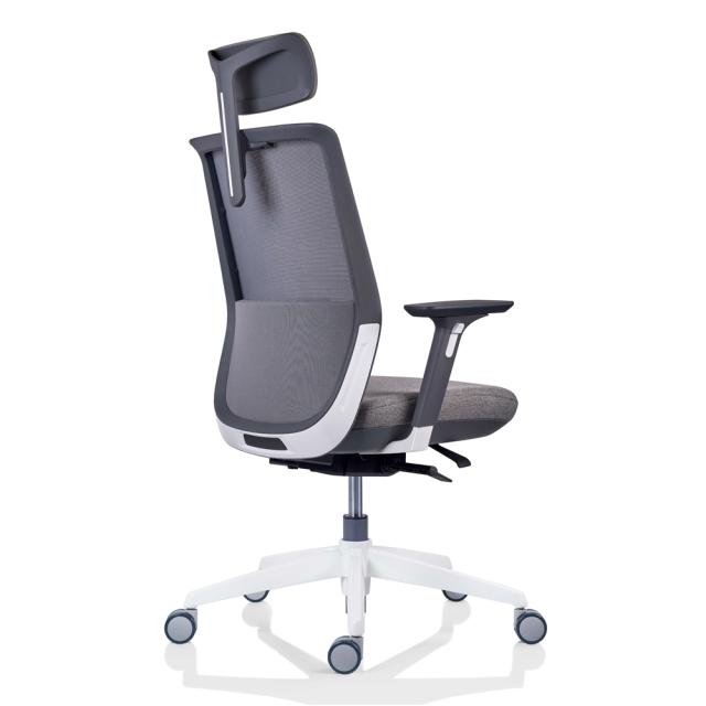 Scaun Tesla MESH, cu tetiera, stofa, gri