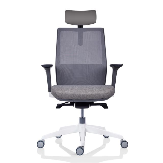 Scaun Tesla MESH, cu tetiera, stofa, gri
