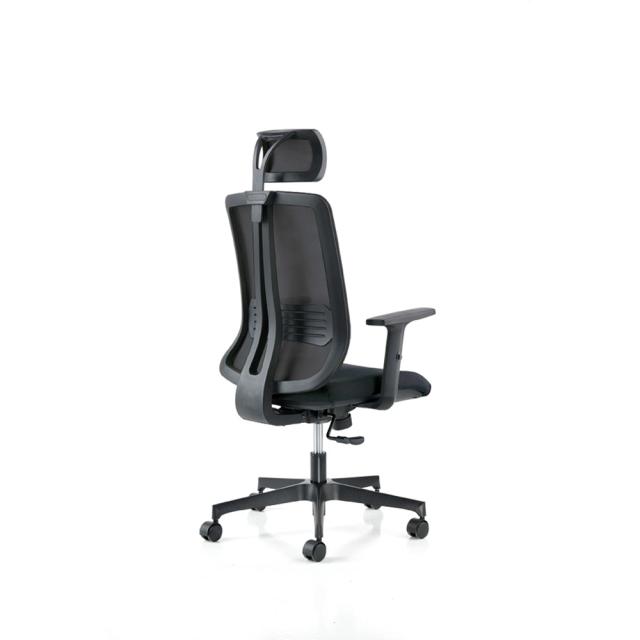 Scaun Vertigo, cu tetiera, stofa, negru