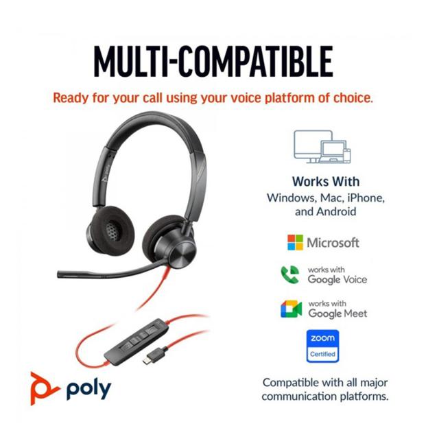 Casti USB-C stereo HP Poly Blackwire 3320