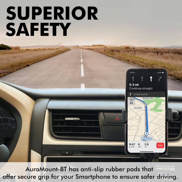 Suport auto Promate Auramount-BT cu Casca Bluetooth Wireless, Parbriz, Maro