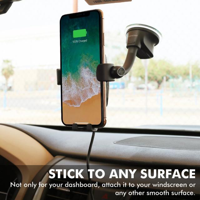 Suport auto Promate Auramount-BT cu Casca Bluetooth Wireless, Parbriz, Maro