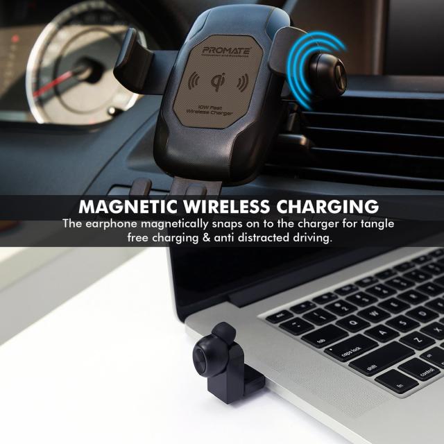 Suport auto Promate Auramount-BT cu Casca Bluetooth Wireless, Parbriz, Maro