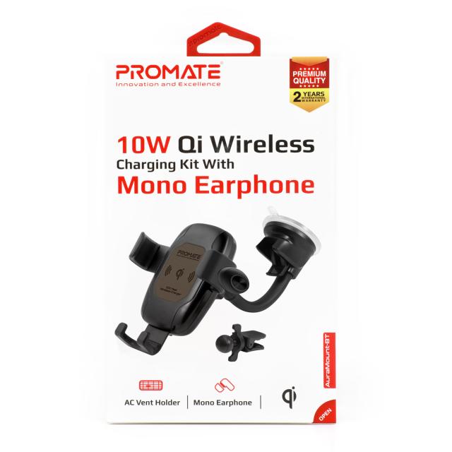 Suport auto Promate Auramount-BT cu Casca Bluetooth Wireless, Parbriz, Maro