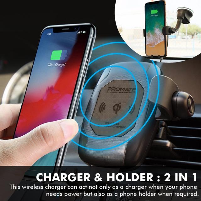 Suport auto Promate Auramount-BT cu Casca Bluetooth Wireless, Parbriz, Maro