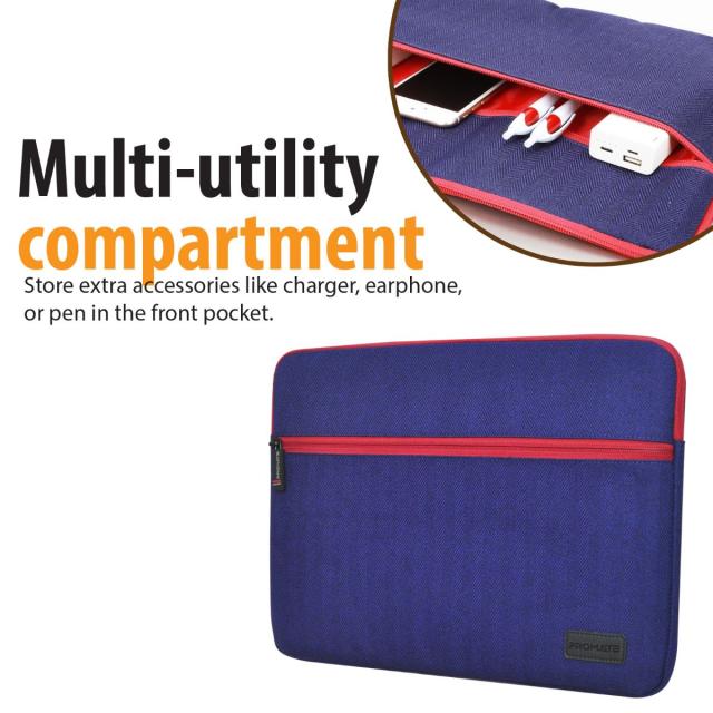 Husa Laptop Promate Portfolio-M, 13 inch, Rezistenta la apa, Albastru