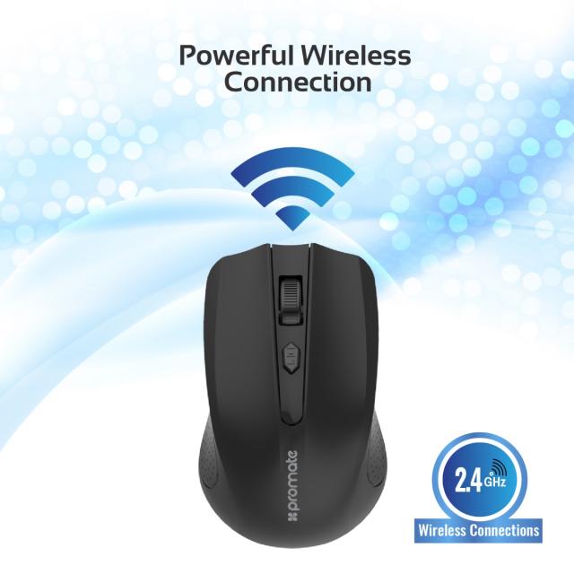 Mouse wireless Promate Clix-8, 1600 dpi, negru