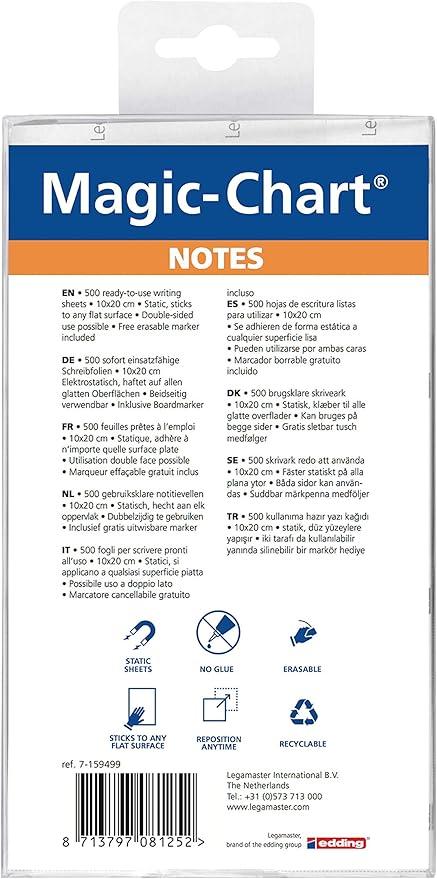 Set notite colorate Legamaster, Magic-Chart, 500 file, 10x20 cm