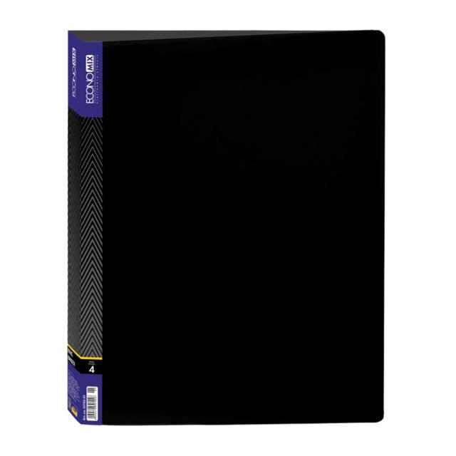 Caiet mecanic, 4 inele, 25 mm, negru, A4