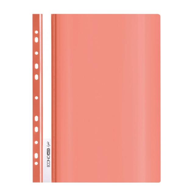 Dosar cu sina si gauri, PP, lucios, 90/110 microni, rosu, A4, 10 bucati/set