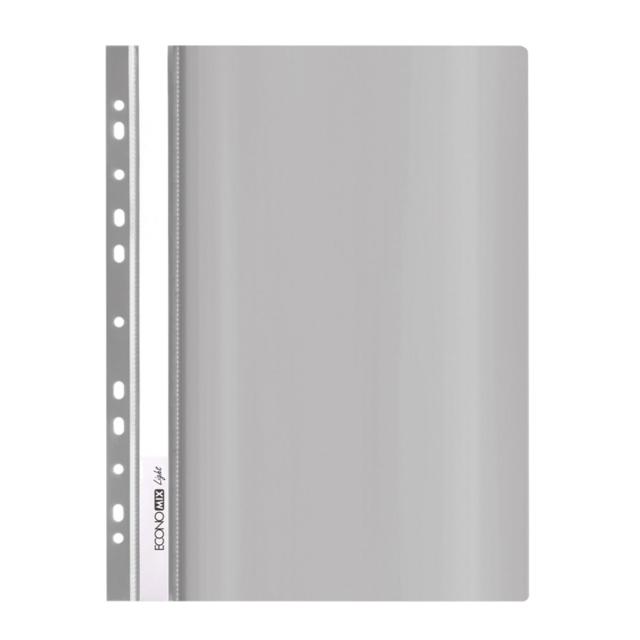 Dosar cu sina si gauri, PP, lucios, 90/110 microni, gri, A4, 10 bucati/set