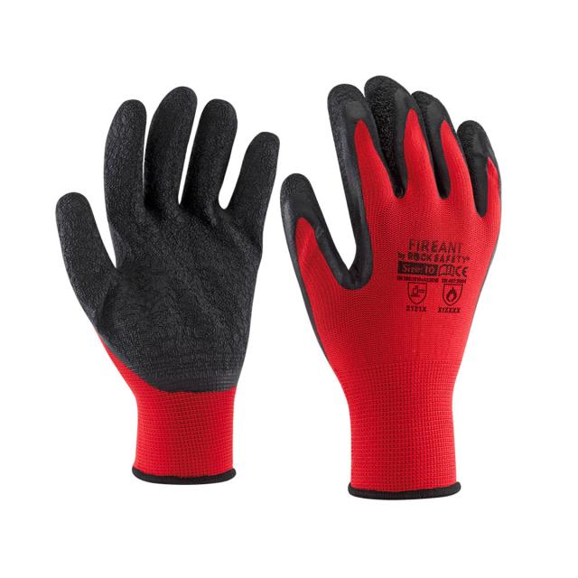 Manusi poliester rosii imersate latex FIREANT, marimea 8