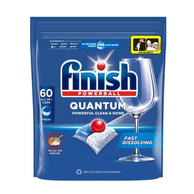 Detergent capsule pentru masina de spalat vase Quantum Finish Lemon, 60 bucati/pachet