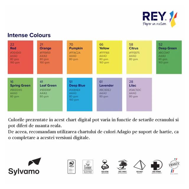 Hartie color REY Adagio, A4, 80g, 500 coli/top, portocaliu, Pumpkin 70