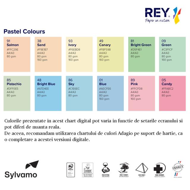 Hartie color REY Adagio, A4, 80g, 500 coli/top, roz pastel, Pink 89