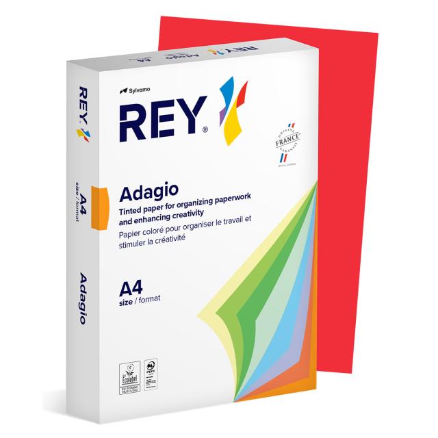 Hartie color REY Adagio, A4, 80g, 500 coli/top, rosu, Red 22