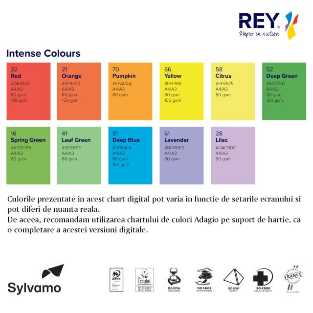 Hartie color REY Adagio, A4, 80g, 500 coli/top, rosu, Red 22