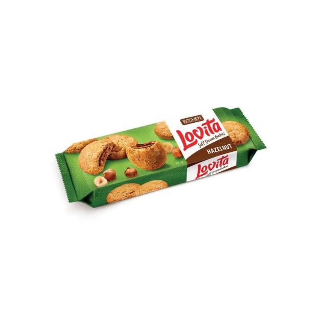 Biscuiti Lovita Soft Cream cu crema de alune de padure, Roshen, 127 g