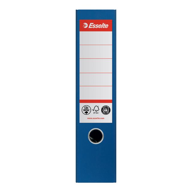 Biblioraft Esselte No.1 Power Recycled, carton, 100% reciclat, reciclabil, certificare FSC, A4, 75 mm, albastru