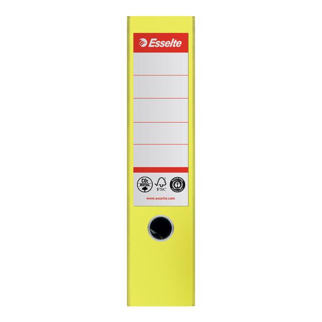 Biblioraft Esselte No.1 Power Recycled, carton, 100% reciclat, reciclabil, certificare FSC, A4, 75 mm, galben