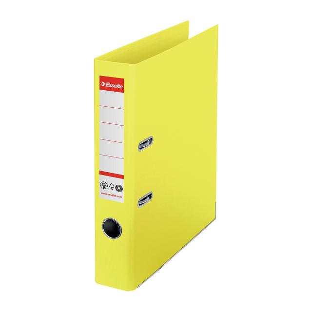 Biblioraft Esselte No.1 Power Recycled, carton, 100% reciclat, reciclabil, certificare FSC, A4, 50 mm, galben