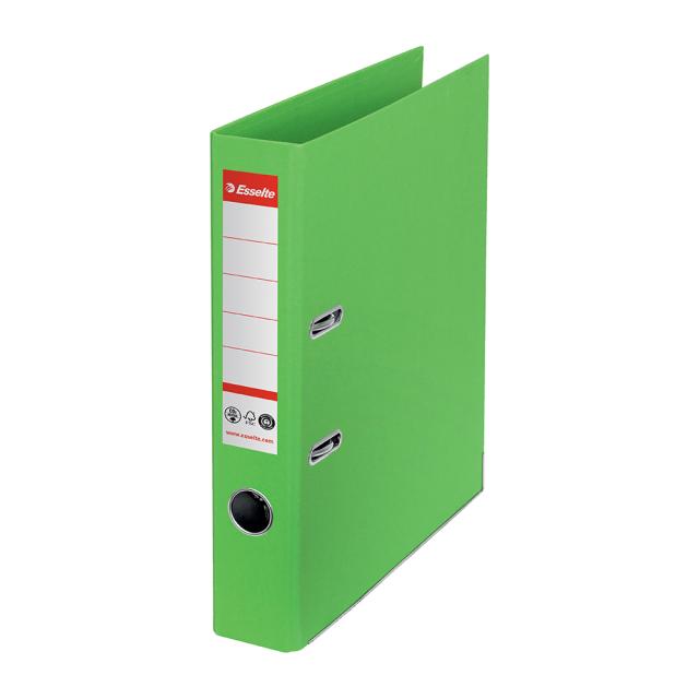 Biblioraft Esselte No.1 Power Recycled, carton, 100% reciclat, reciclabil, certificare FSC, A4, 50 mm, verde