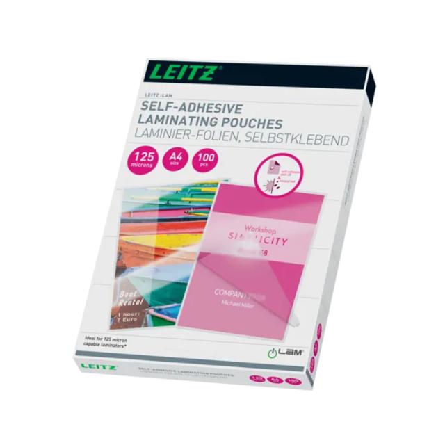 Folie laminare Leitz, la cald, adeziva, A4, 125 microni, 100 bucati/set