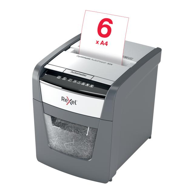 Distrugator documente automat REXEL OPTIMUM 50X, P4, cross-cut (confeti), 50 coli, cos 20l, negru-gri