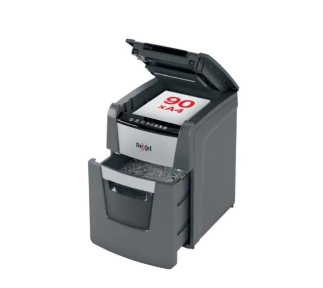 Distrugator documente automat REXEL OPTIMUM 90X, P4, cross-cut, 90 coli, cos 34l