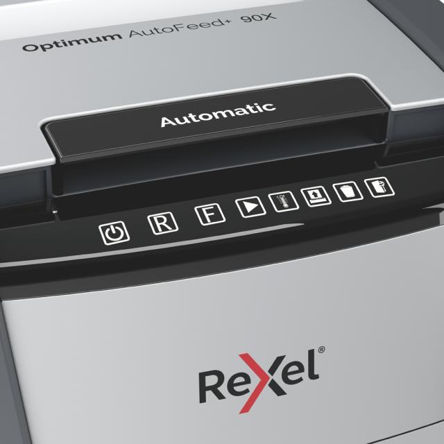 Distrugator documente automat REXEL OPTIMUM 90X, P4, cross-cut, 90 coli, cos 34l