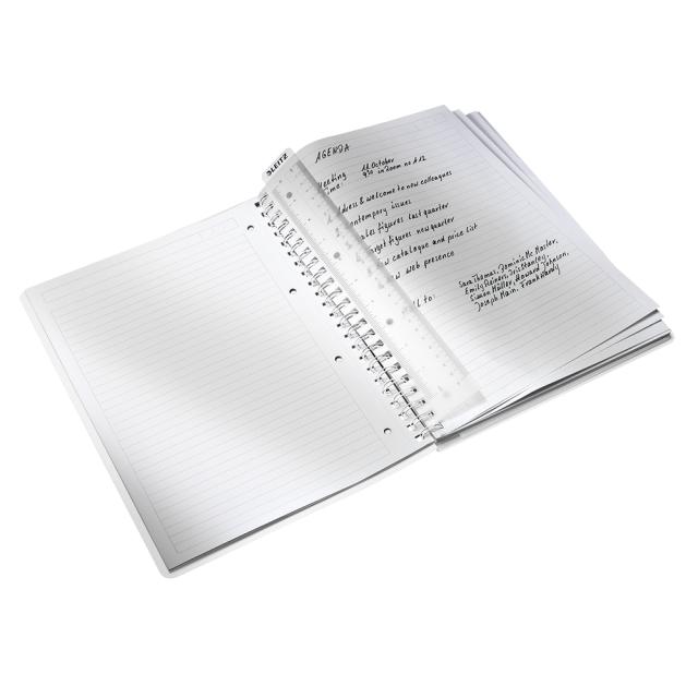 Caiet de birou Leitz WOW, PP, A4, cu spira, dictando, roz metalizat
