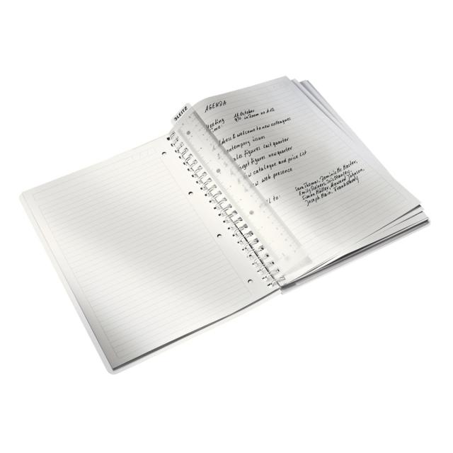 Caiet de birou Leitz WOW, PP, A4, cu spira, dictando, roz metalizat