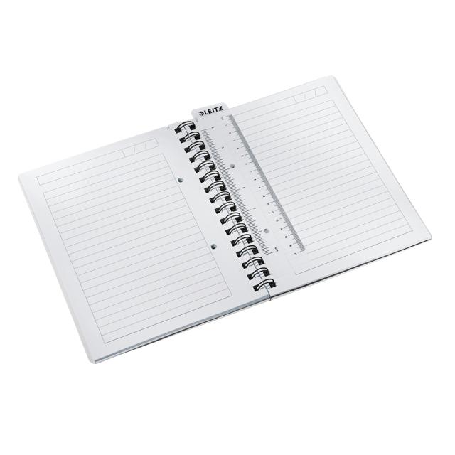 Caiet de birou Leitz WOW, PP, A5, cu spira, dictando, albastru metalizat