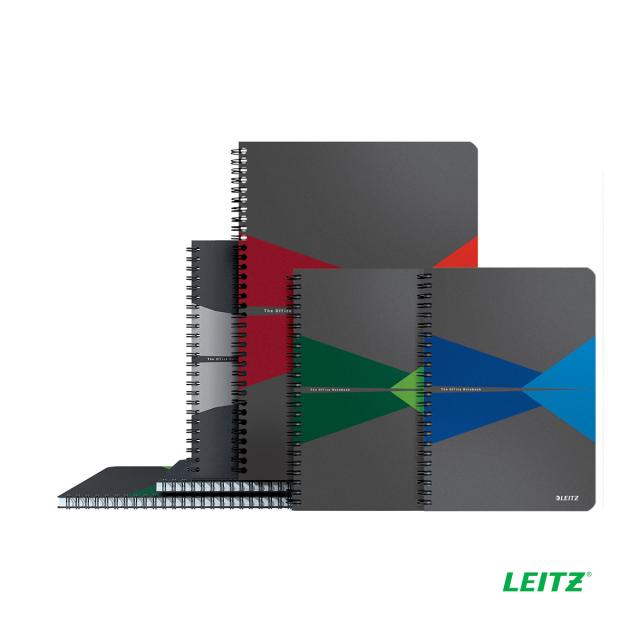 Caiet de birou Leitz Office, PP, A4, cu spira, matematica, rosu