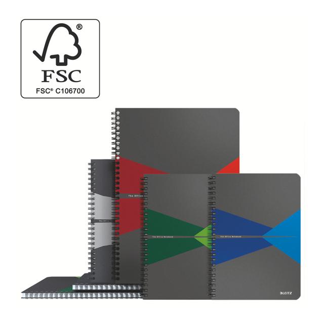 Caiet de birou Leitz Office, PP, A4, cu spira, dictando, albastru