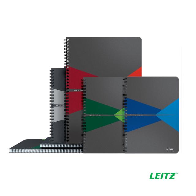 Caiet de birou Leitz Office, PP, A4, cu spira, dictando, albastru