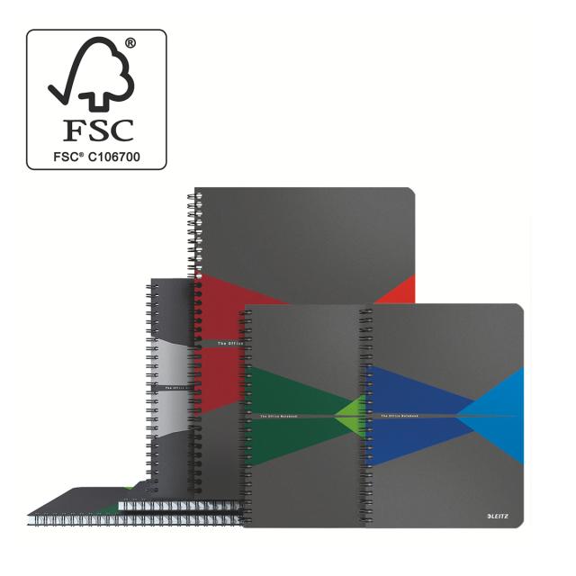Caiet de birou Leitz Office, PP, A4, cu spira, dictando, albastru