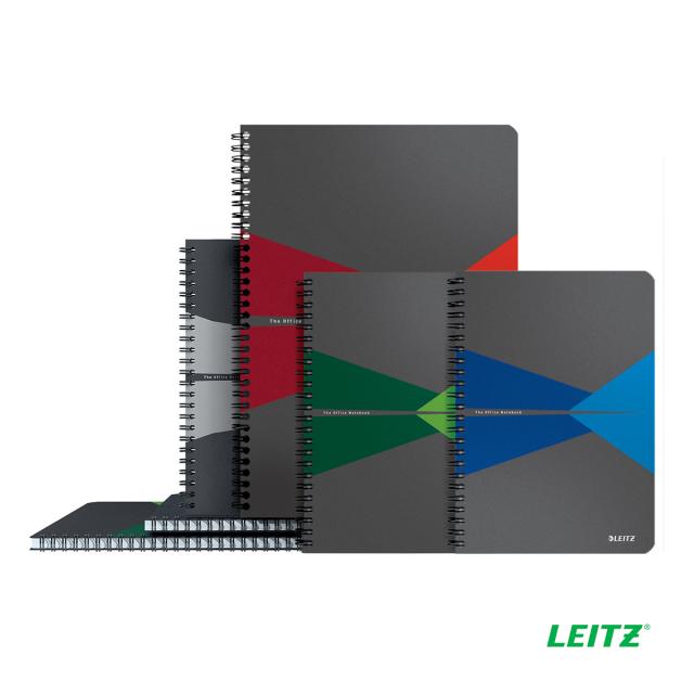Caiet de birou Leitz Office, PP, A4, cu spira, dictando, gri