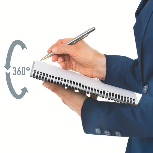 Caiet de birou Leitz Office, PP, A5, cu spira, matematica, gri