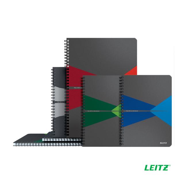 Caiet de birou Leitz Office, PP, A5, cu spira, matematica, gri