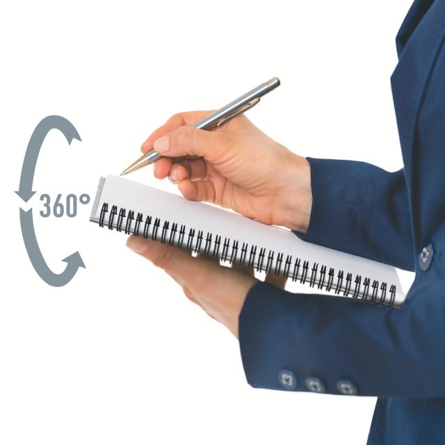 Caiet de birou Leitz Office, PP, A5, cu spira, dictando, albastru