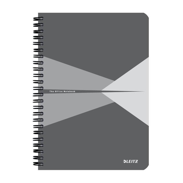 Caiet de birou Leitz Office, PP, A5, cu spira, dictando, gri