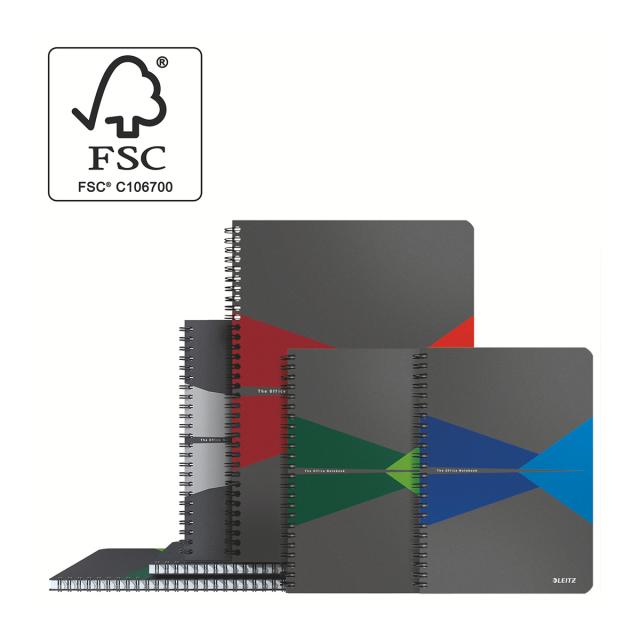 Caiet de birou Leitz Office, PP, A5, cu spira, dictando, gri