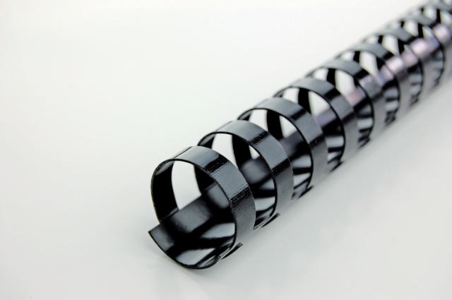 Spira legare documente GBC, plastic, A4, 21 inele, 8 mm, 45 coli, 100 bucati/set, negru