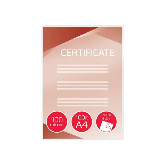 Folie laminare GBC, la cald, auto-adeziva, A4, 100 microni, 100 bucati/set