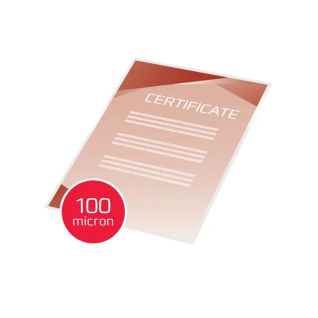 Folie laminare GBC, la cald, auto-adeziva, A4, 100 microni, 100 bucati/set