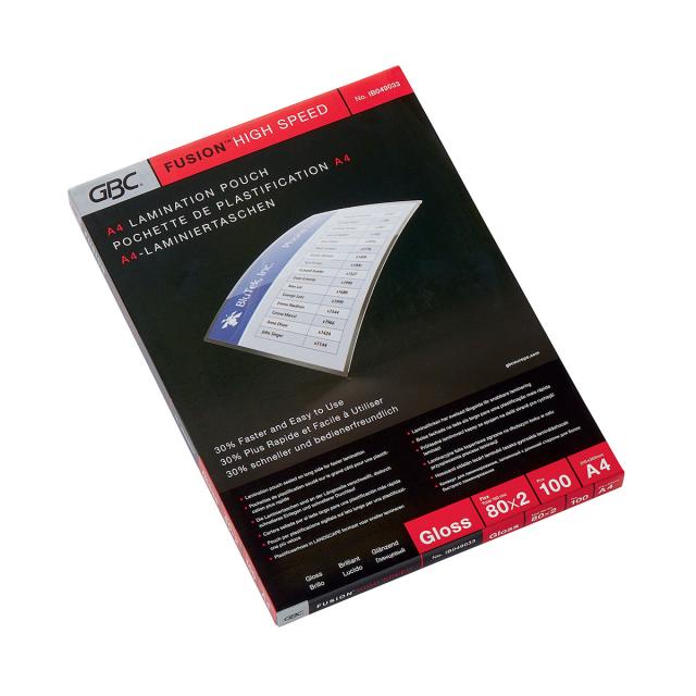 Folie laminare GBC HiSpeed, la cald, rapida, A4, 80 mic, 100 bucati/set