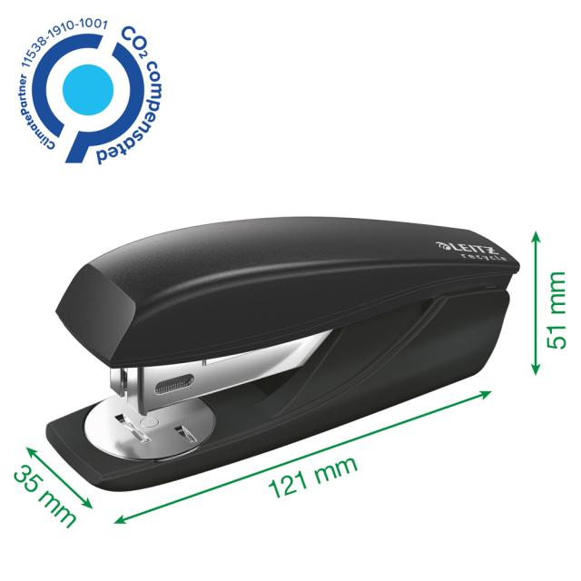 Capsator plastic Leitz Recycle NeXXt Series, 25 coli, 200 capse P3 incluse, partial reciclat, negru