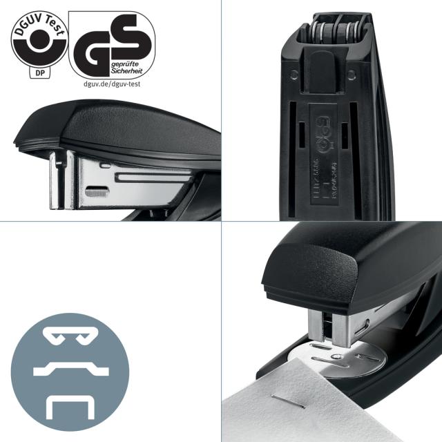 Capsator plastic Leitz Recycle NeXXt Series, 25 coli, 200 capse P3 incluse, partial reciclat, negru