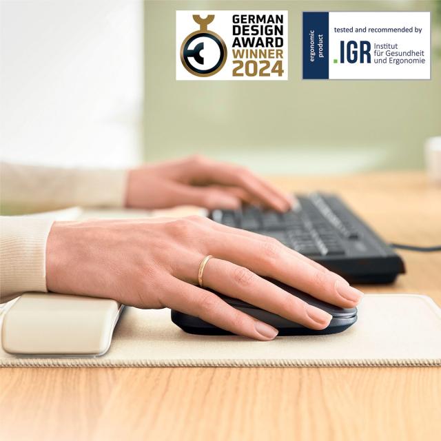 Mouse pad Leitz Ergo, cu suport ergonomic pentru incheietura mainii, ajustabil, gri-pastel